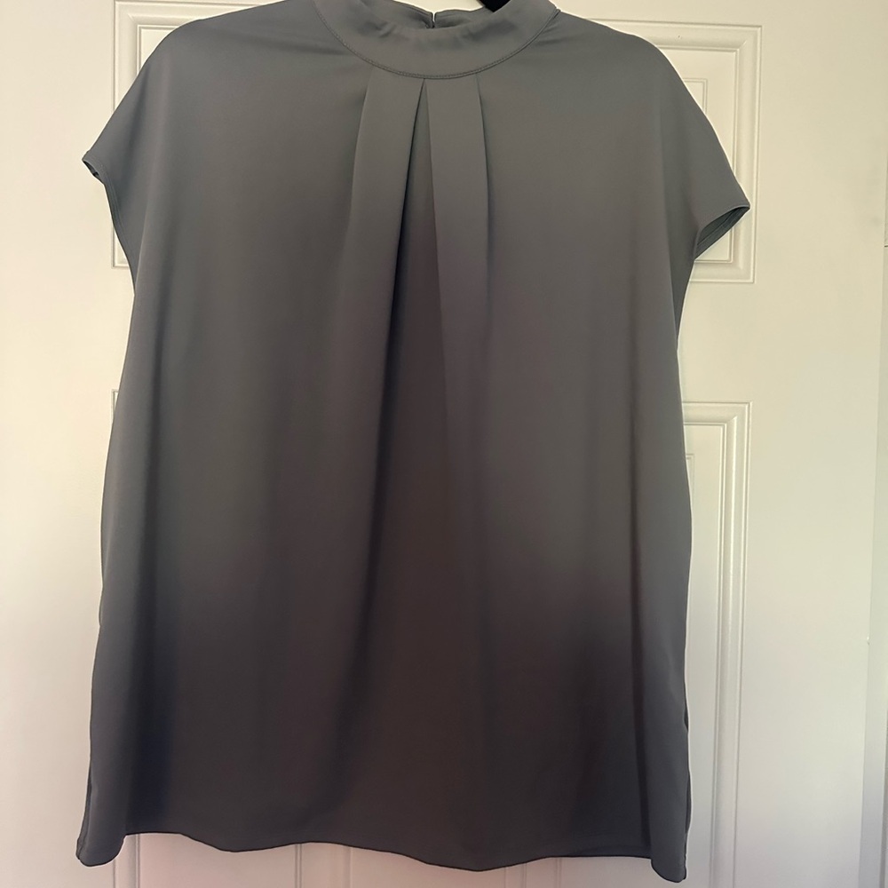 HALARA Women’s Stand Collar Back Cap Sleeve Work Blouse Gray XL - Picture 8 of 13